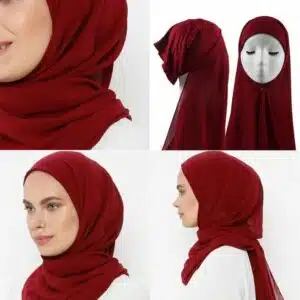 foulard chiffon rouge avec bonnet coton integre