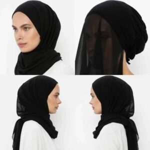 foulard chiffon noir avec bonnet coton integre