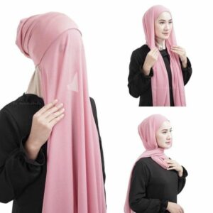 foulard chiffon rose avec bonnet coton integre